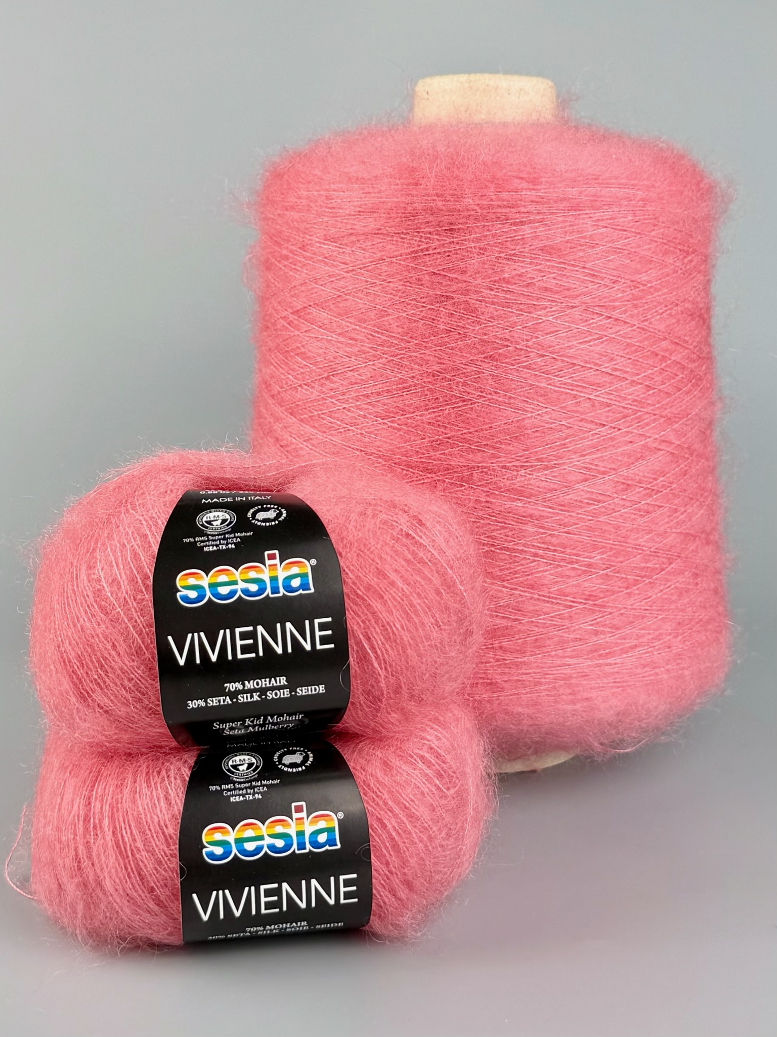 Manifattura Sesia Art. Vivienne 850 m / 100 g – Fil en kid mohair et soie de mûrier col. Rose floral 2029 photo 3